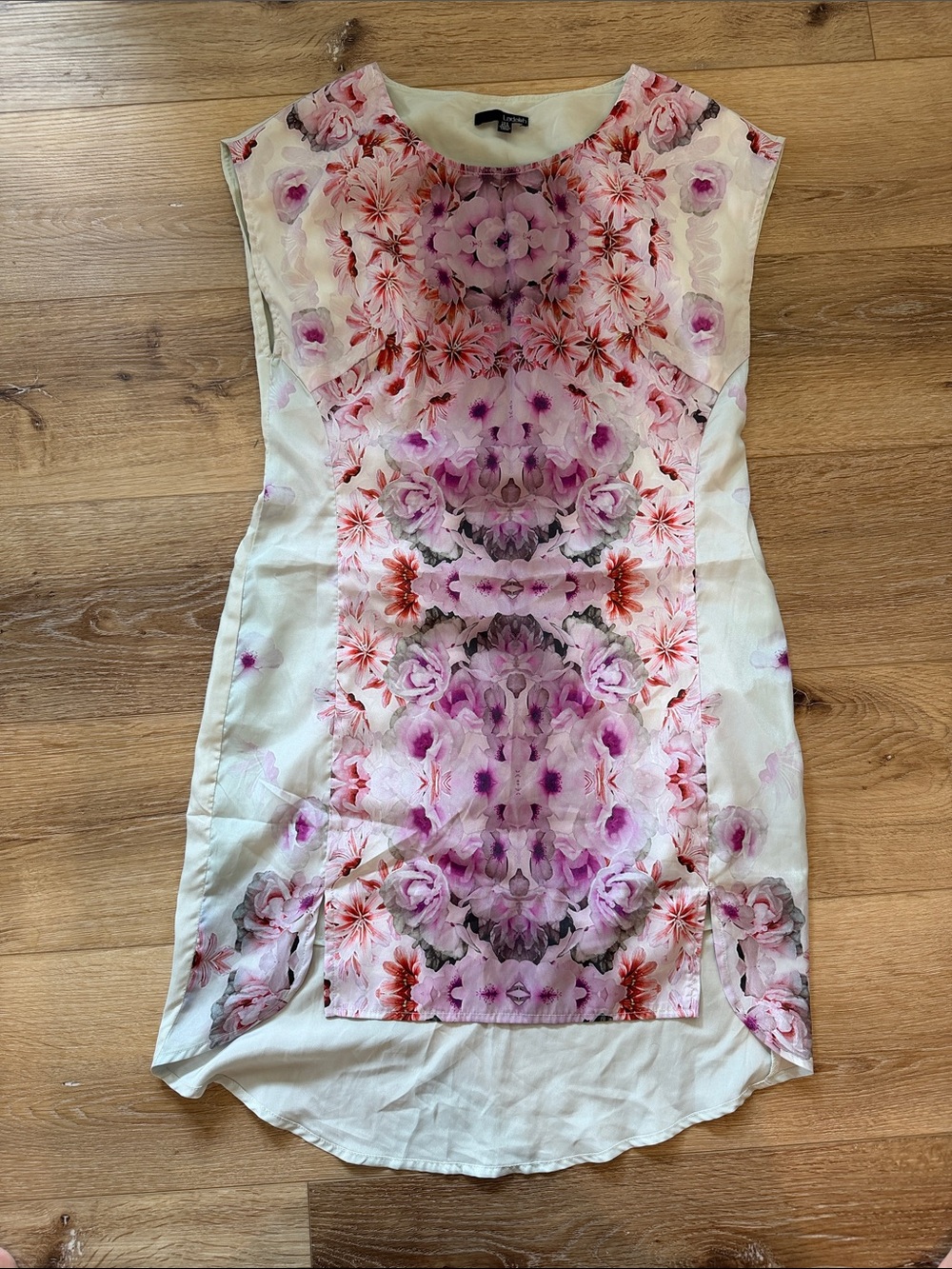 Ladakh Ivory Dress with Pink & Purple Floral Print